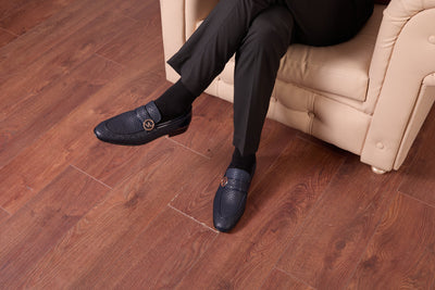 Vinci Leather The Monarch Navy Blue Leather Men Dress Shoe – product view 12