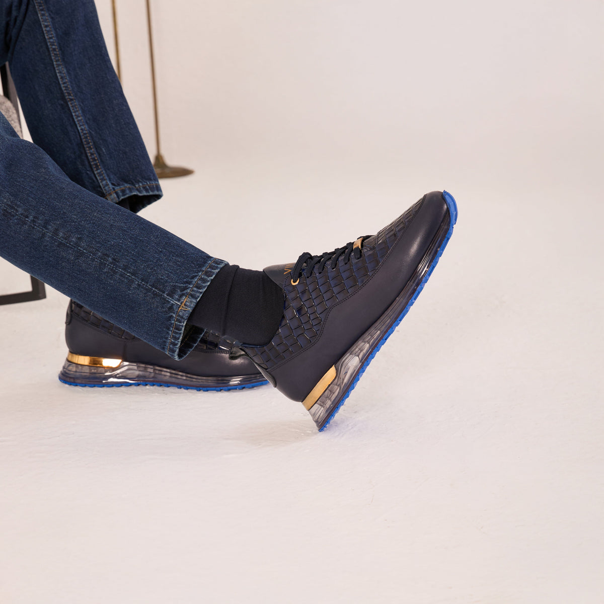 Vinci Leather The Marseille Navy Blue Leather Men Sneaker – product view 8