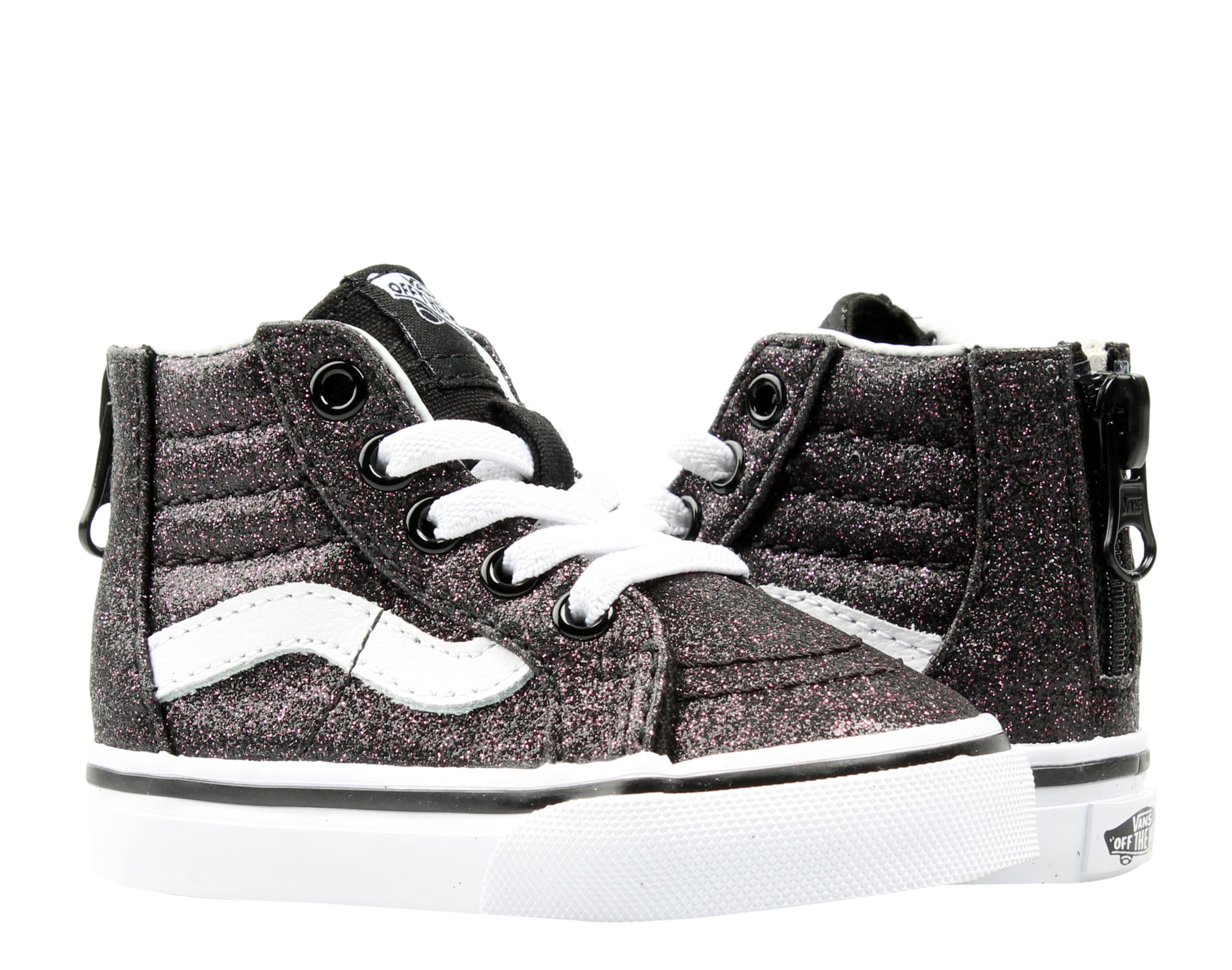 Vans Sk8 Hi Zip Glitter Stars Baby/Toddler (TD) Sneakers — Black High-Top