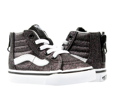 Vans Sk8 Hi Zip Glitter Stars Baby/Toddler (TD) Sneakers — Black High-Top