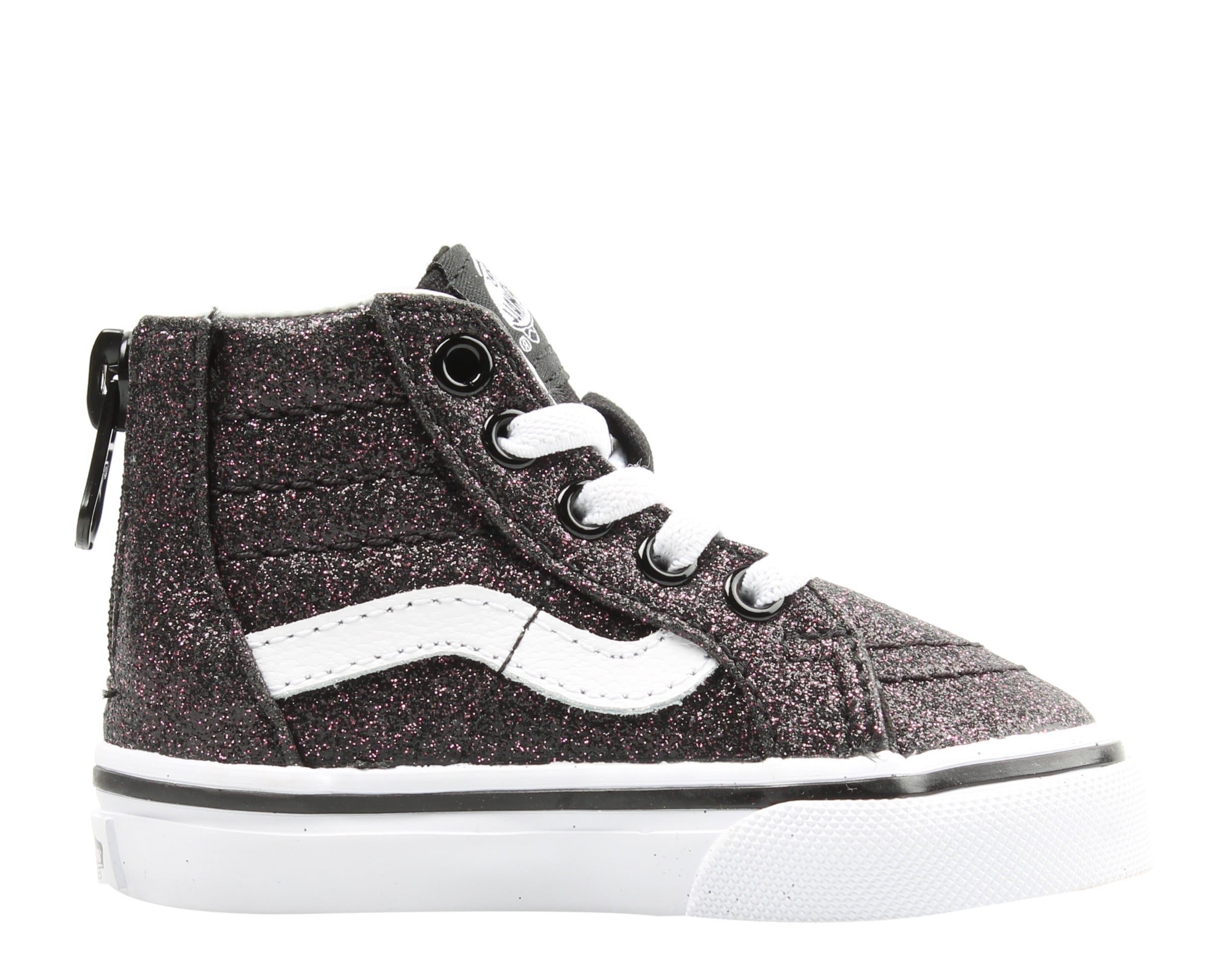 Vans Sk8 Hi Zip Glitter Stars Baby/Toddler (TD) Sneakers — Black High-Top
