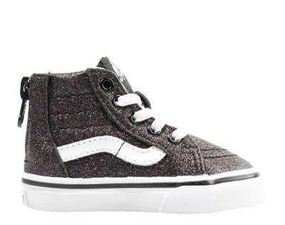 Vans Sk8 Hi Zip Glitter Stars Baby/Toddler (TD) Sneakers — Black High-Top