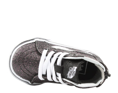 Vans Sk8 Hi Zip Glitter Stars Baby/Toddler (TD) Sneakers — Black High-Top