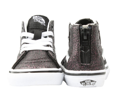 Vans Sk8 Hi Zip Glitter Stars Baby/Toddler (TD) Sneakers — Black High-Top