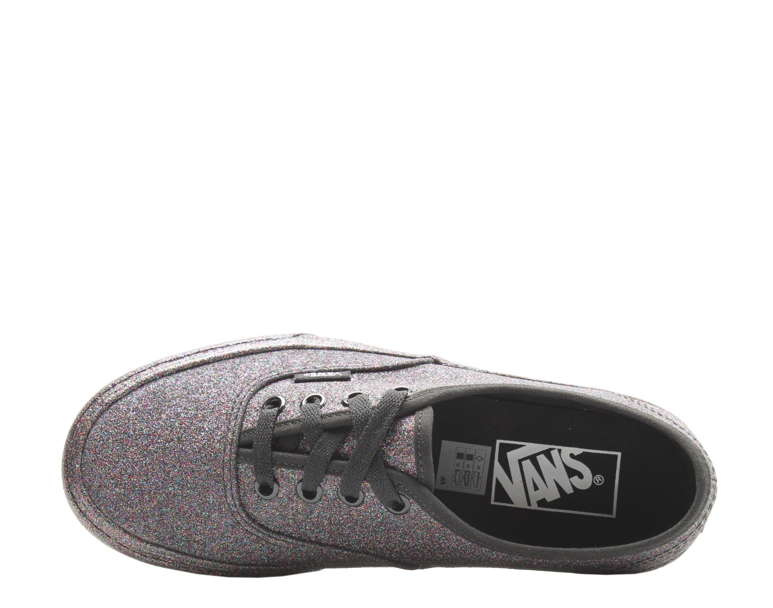 Vans Authentic Rainbow Glitter Sneakers — Black Low-Top