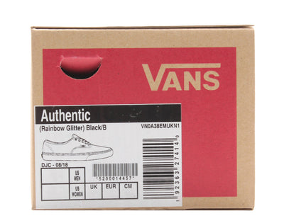 Vans Authentic Rainbow Glitter Sneakers — Black Low-Top