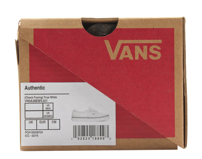 Vans Authentic Check Foxing Sneakers — True White Low-Top