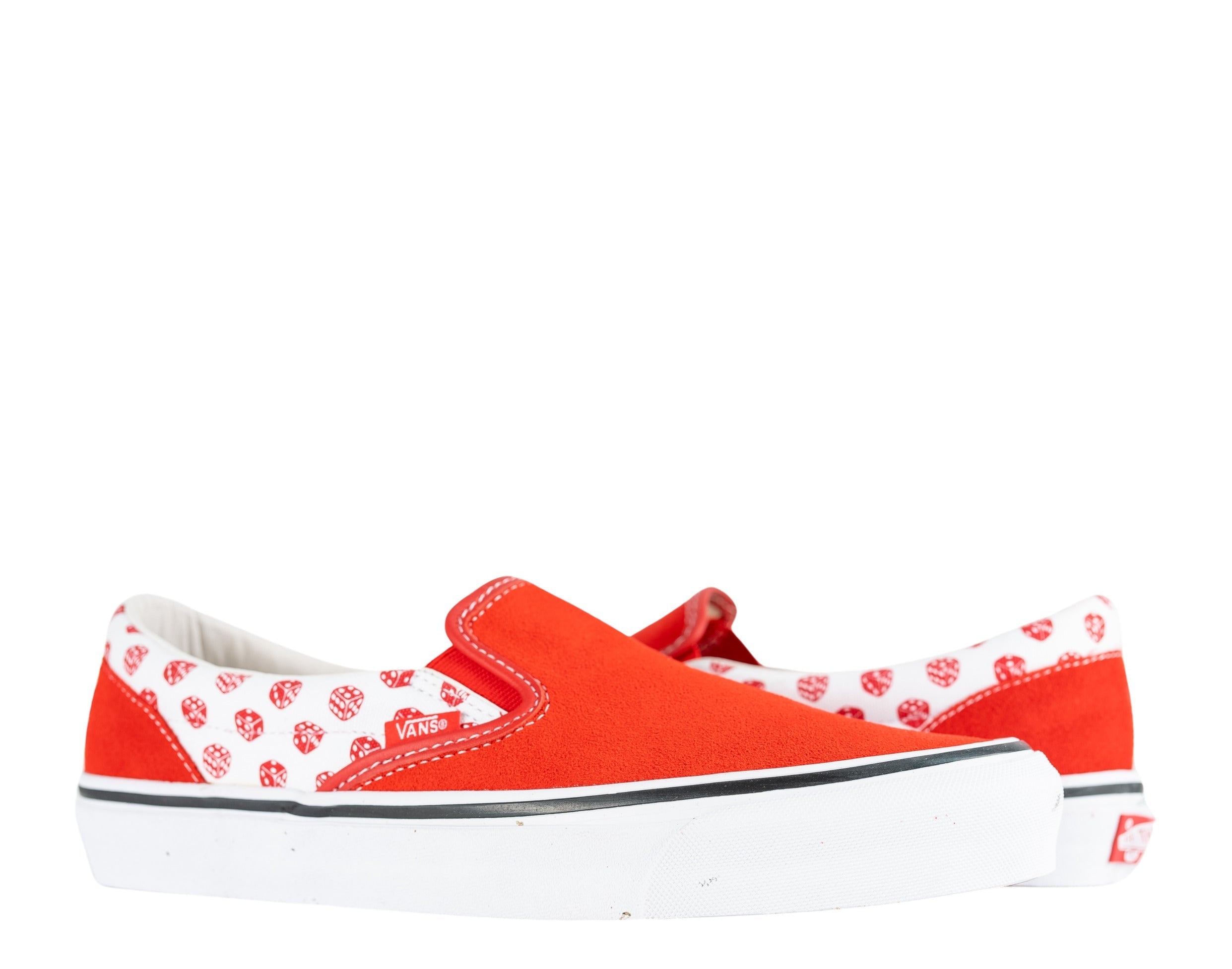 Vans x Bodega OG Classic Slip-On LX Dice High Stakes Sneakers — Racing Red/True White
