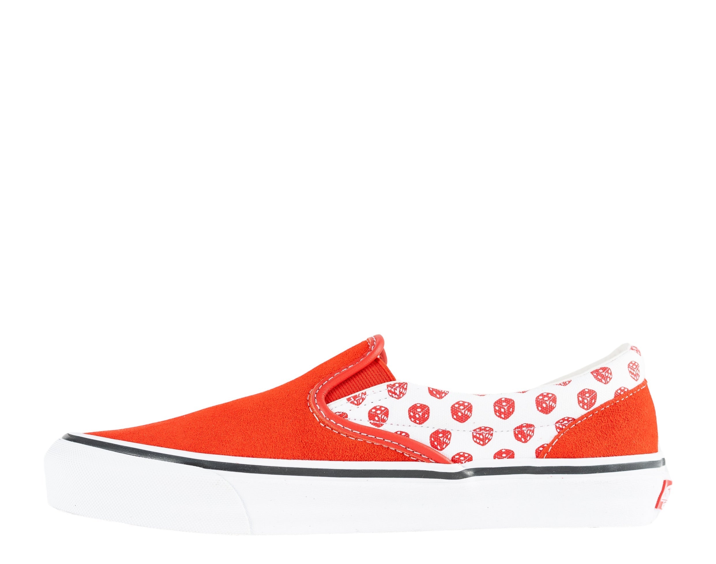 Vans x Bodega OG Classic Slip-On LX Dice High Stakes Sneakers — Racing Red/True White