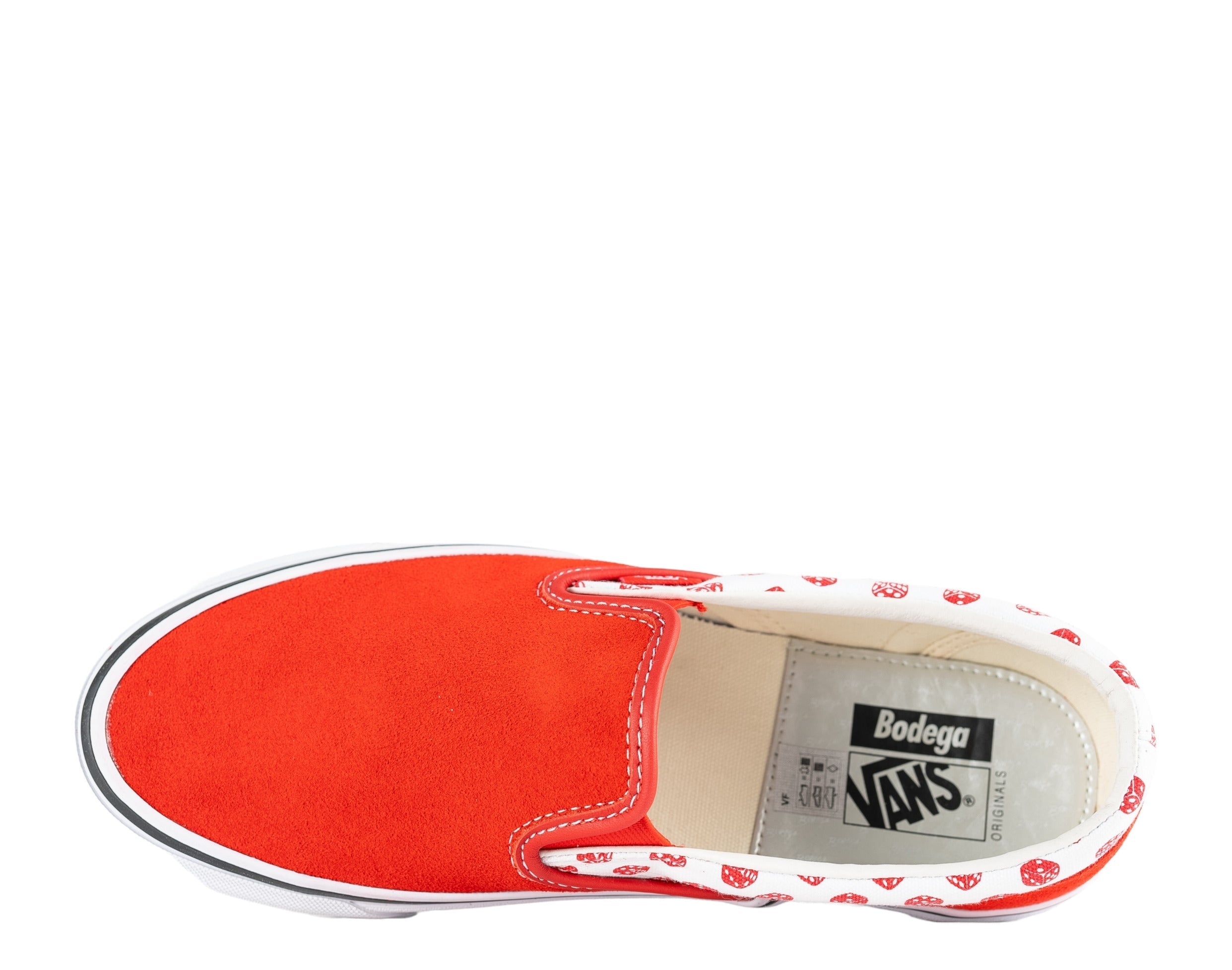 Vans x Bodega OG Classic Slip-On LX Dice High Stakes Sneakers — Racing Red/True White