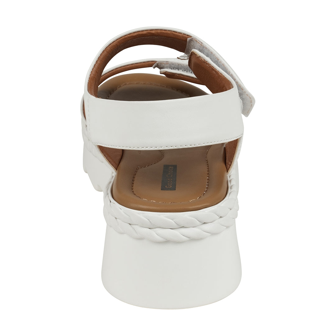 Vosa white Double Band Velcro Platform Sandals – rear view