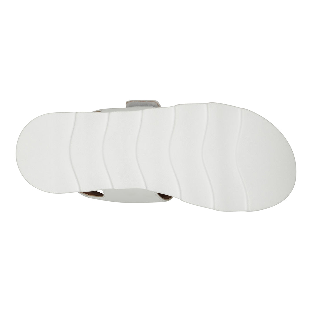 Vosa white Double Band Velcro Platform Sandals – sole view