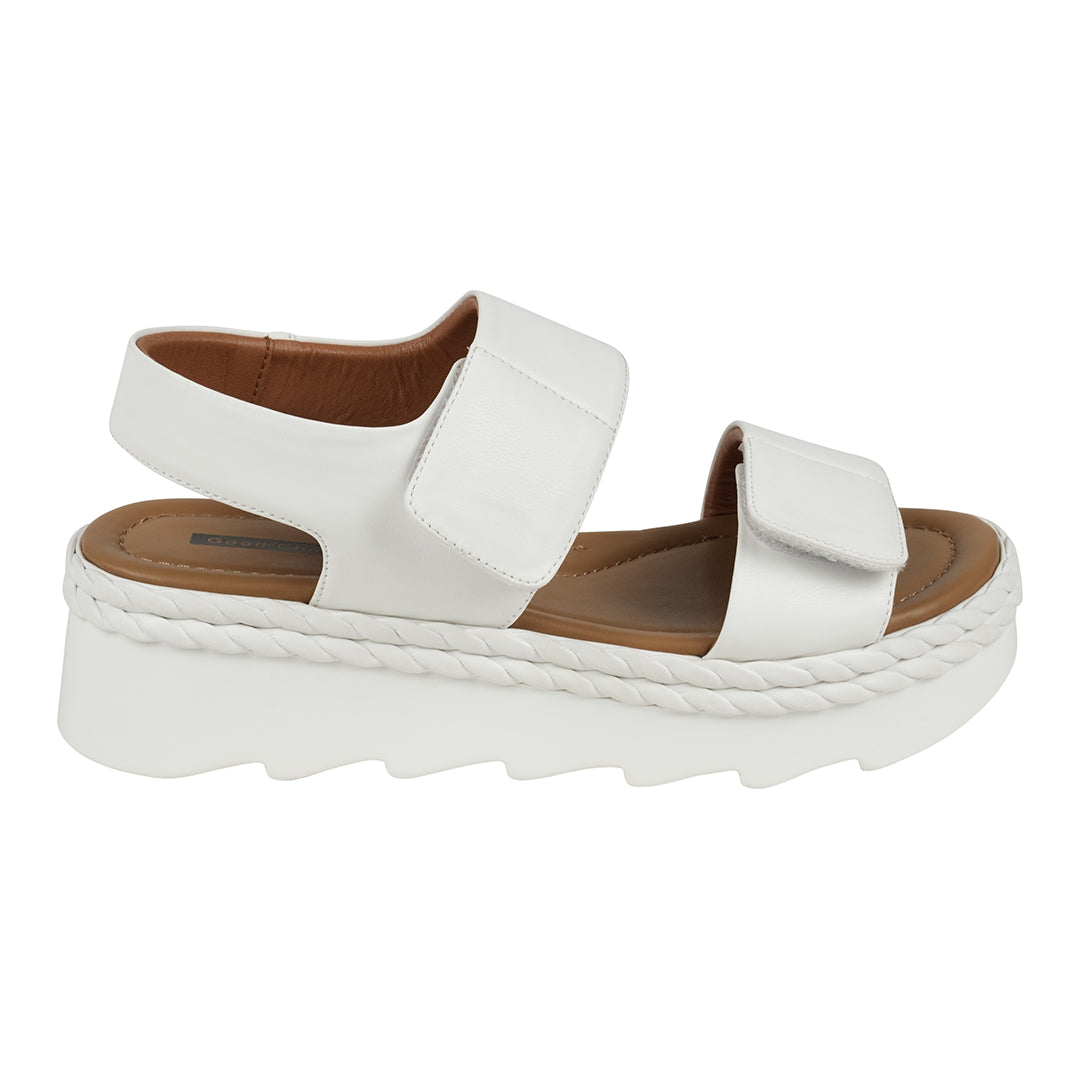 Vosa white Double Band Velcro Platform Sandals – side view