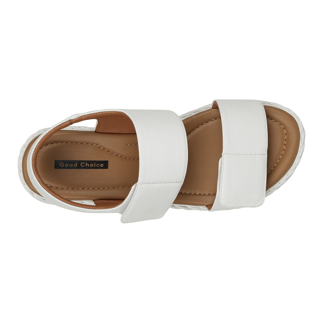 Vosa white Double Band Velcro Platform Sandals – top view