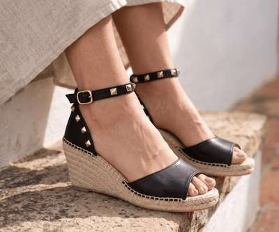 Eric Michael Val Woven Studded Wedge Sandal