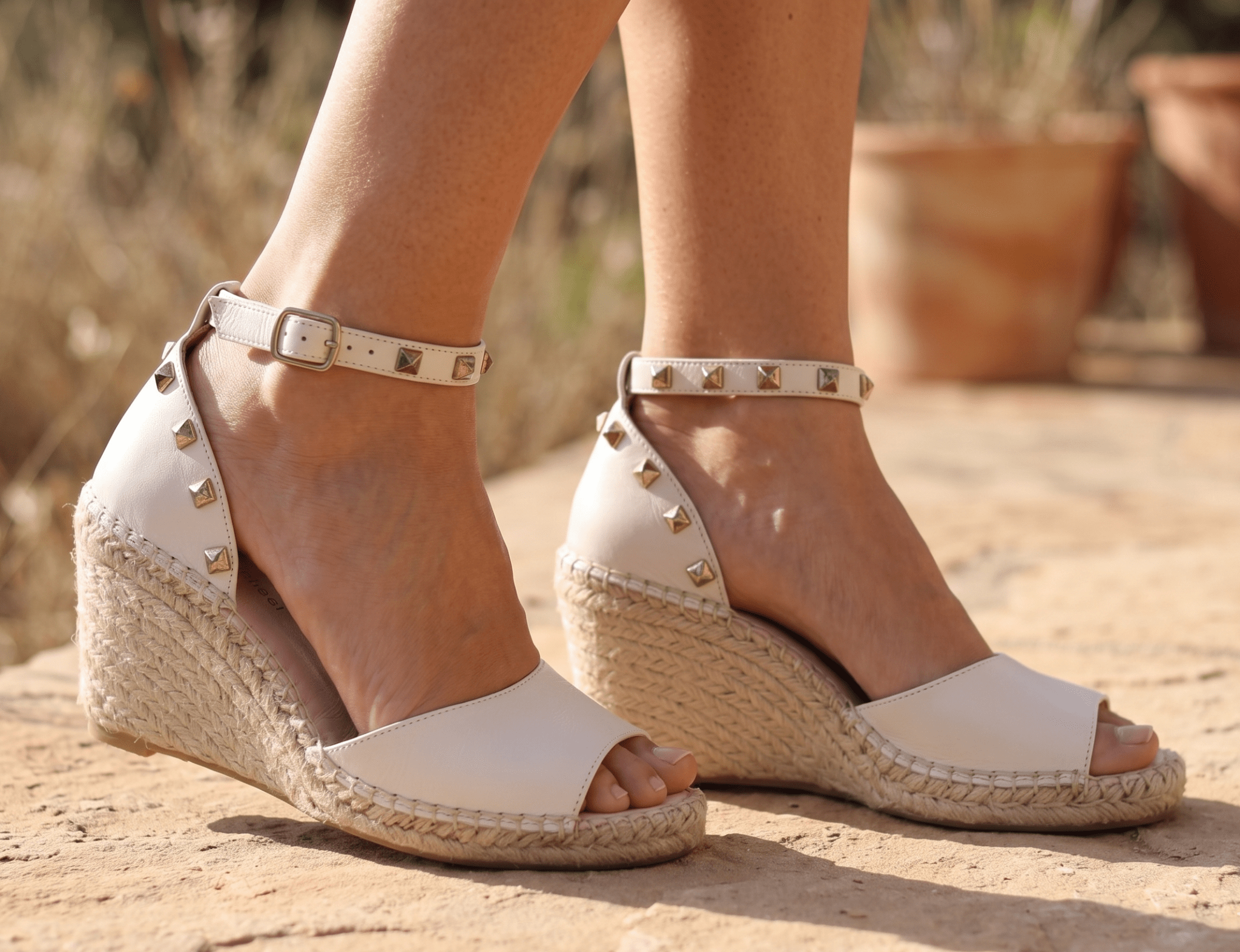 Eric Michael Val Woven Studded Wedge Sandal