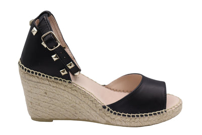Eric Michael Val Woven Studded Wedge Sandal