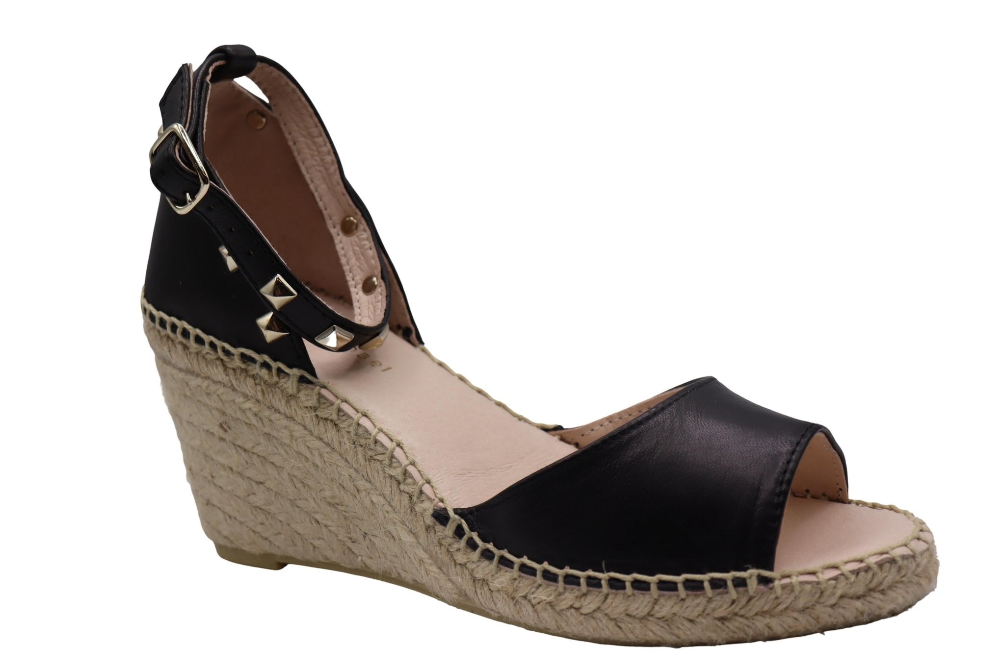 Eric Michael Val Woven Studded Wedge Sandal