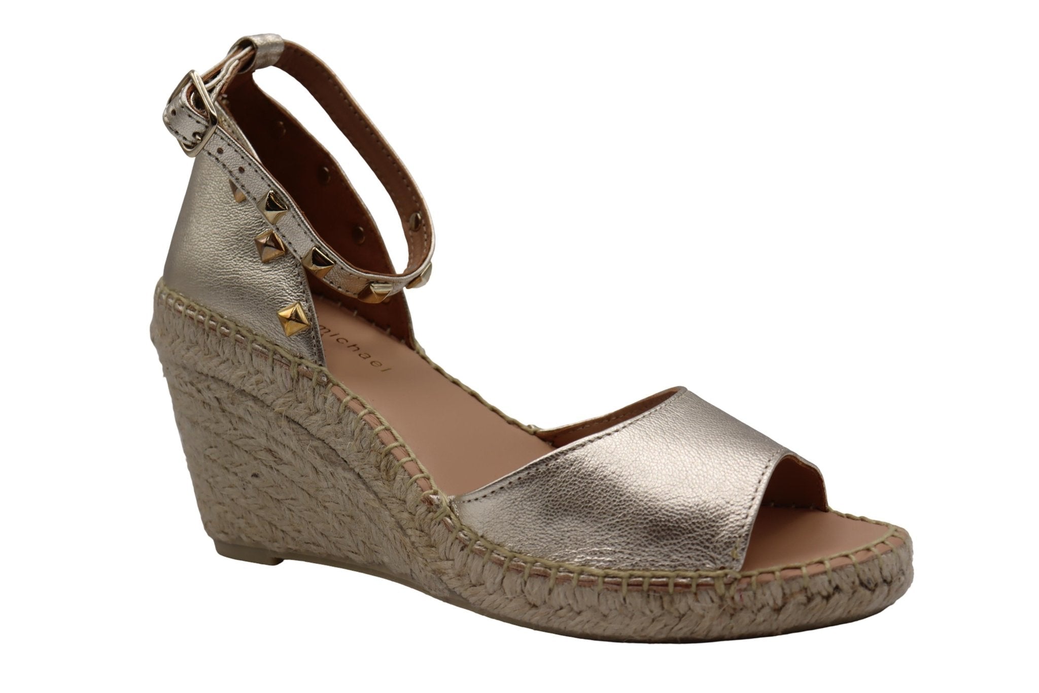 Eric Michael Val Woven Studded Wedge Sandal