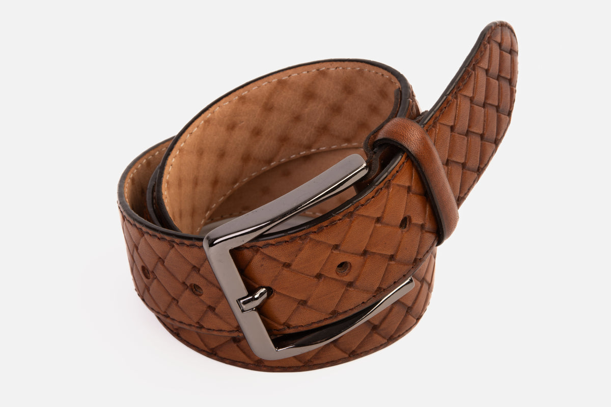 Vinci Leather The Vatra Brown Woven Leather Belt – product view 4