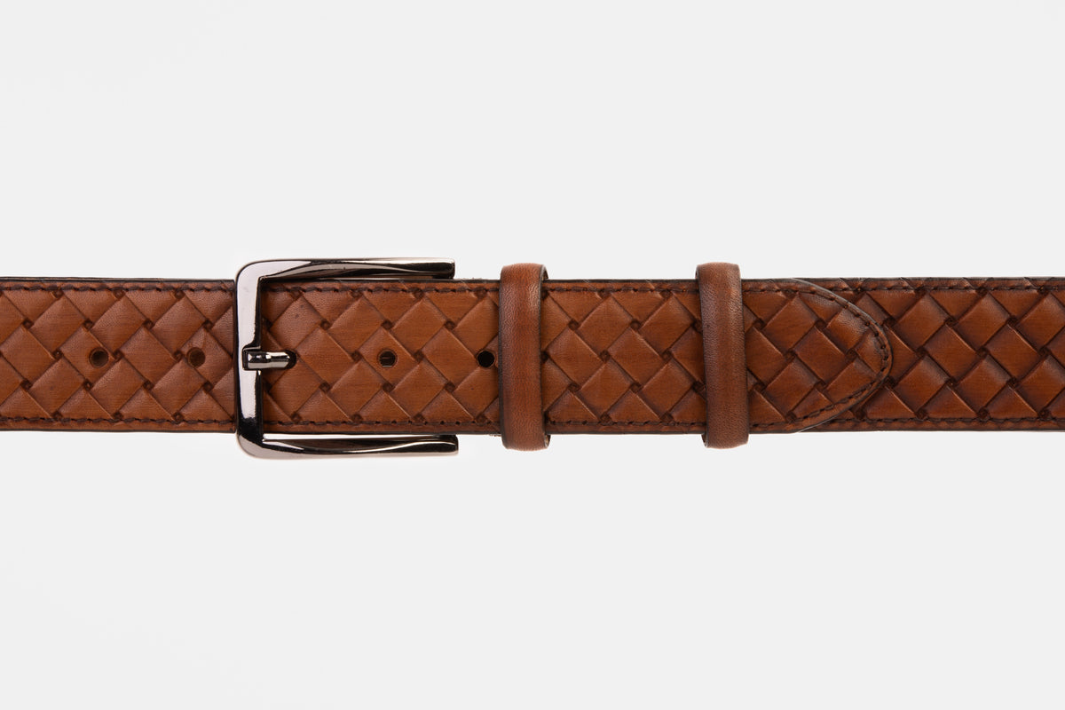 Vinci Leather The Vatra Brown Woven Leather Belt – product view 2
