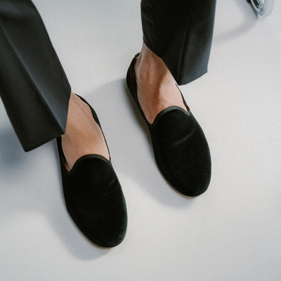 Del Toro Shoes Men's Black Velvet Slipper II