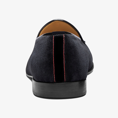 Del Toro Shoes Men's Black Velvet Slipper II With Black Grosgrain Stripe