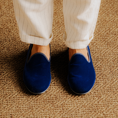 Del Toro Shoes Men's Blue Velvet Slipper II