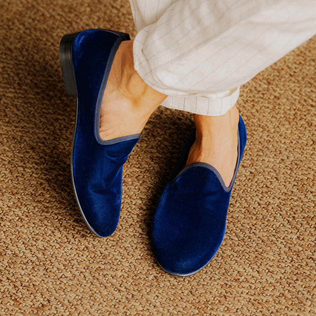 Del Toro Shoes Men's Blue Velvet Slipper II