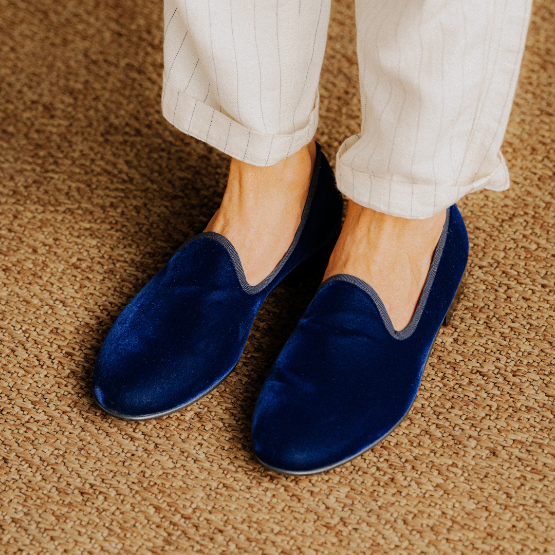 Del Toro Shoes Men's Blue Velvet Slipper II