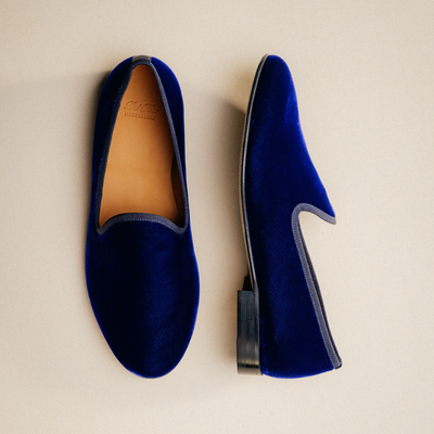 Del Toro Shoes Men's Blue Velvet Slipper II
