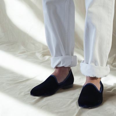 Del Toro Shoes Men's Navy Velvet Slipper II