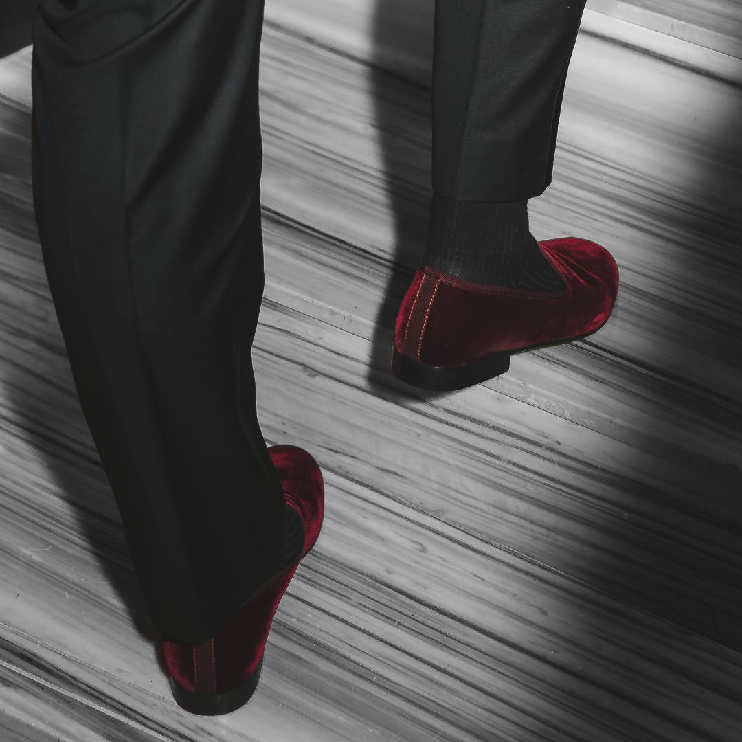 Del Toro Shoes Men's Oxblood Velvet Slipper II