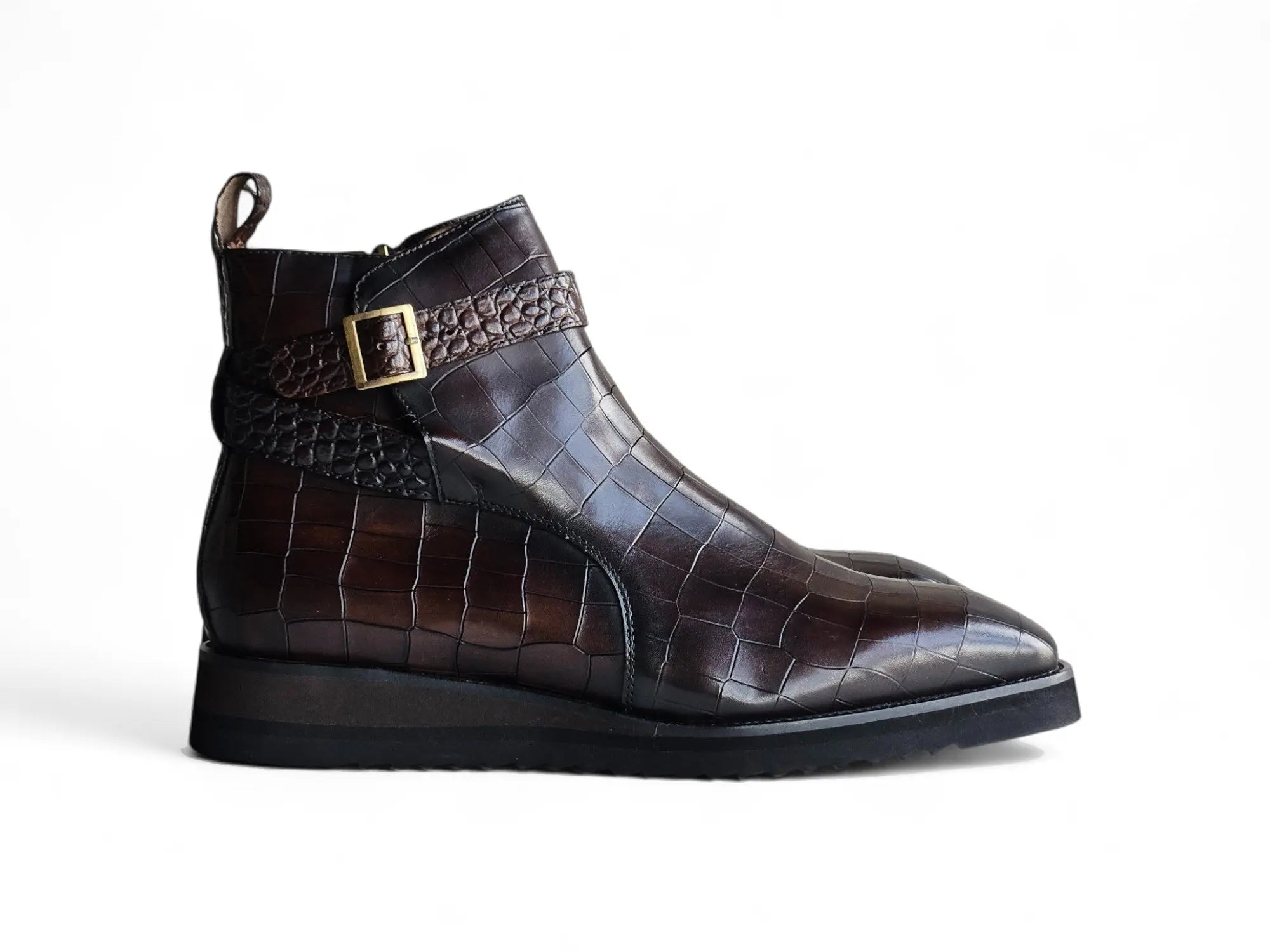 Carrucci Shoes Vesper Cross Strap Buckle Boot Men's Calfskin Leather KB517 01E view 8