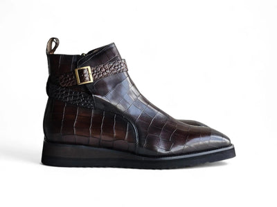Carrucci Shoes Vesper Cross Strap Buckle Boot Men's Calfskin Leather KB517 01E view 8