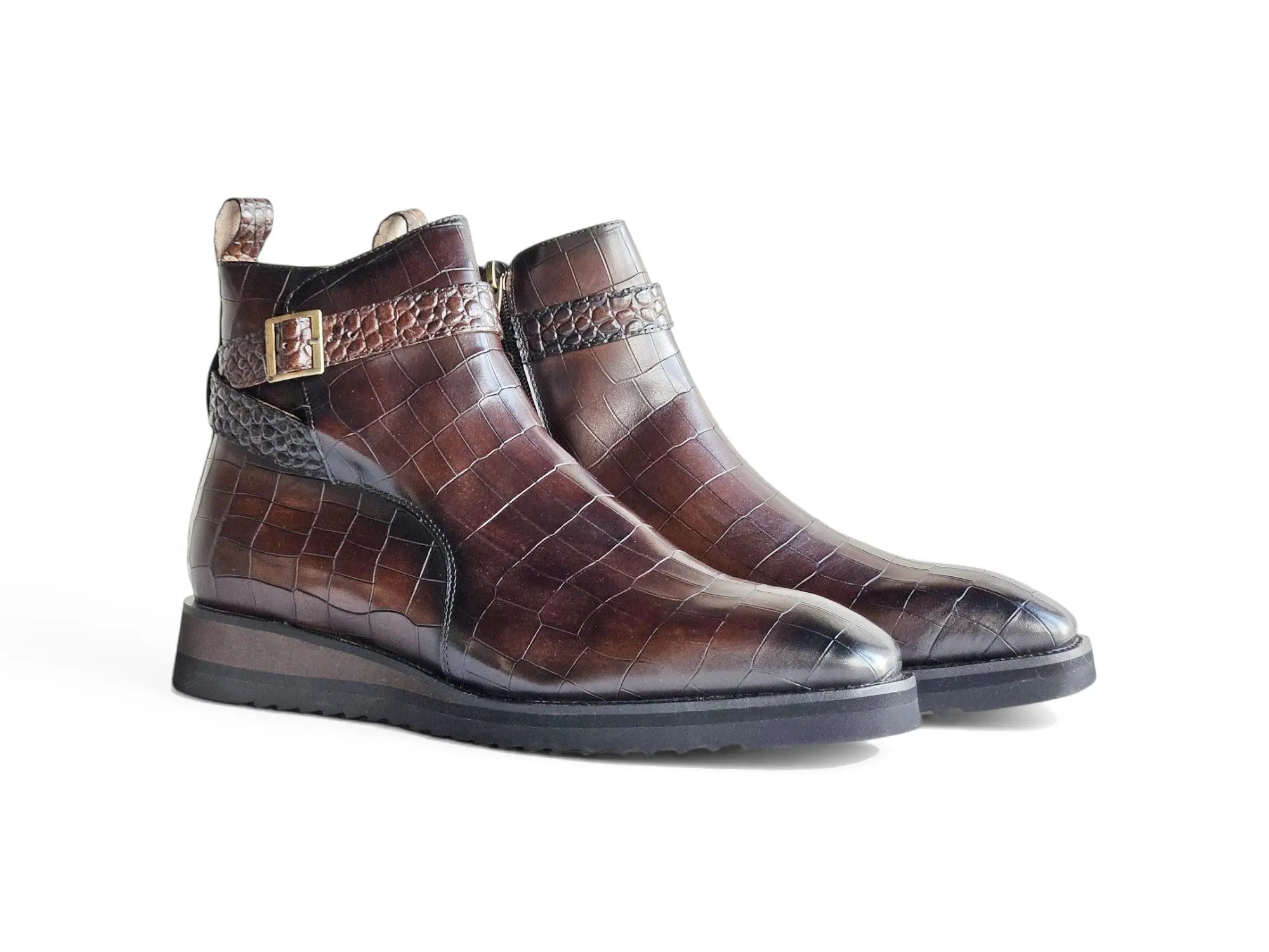 Carrucci Shoes Vesper Cross Strap Buckle Boot Men's Calfskin Leather KB517 01E view 7