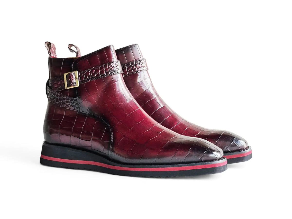 Carrucci Shoes Men's Vesper Cross Strap Buckle Boot Men's Calfskin Leather KB517 01E