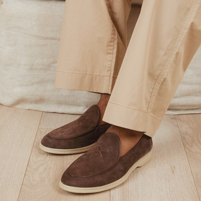 Del Toro Shoes Men's Chocolate Suede Viaggio Loafer