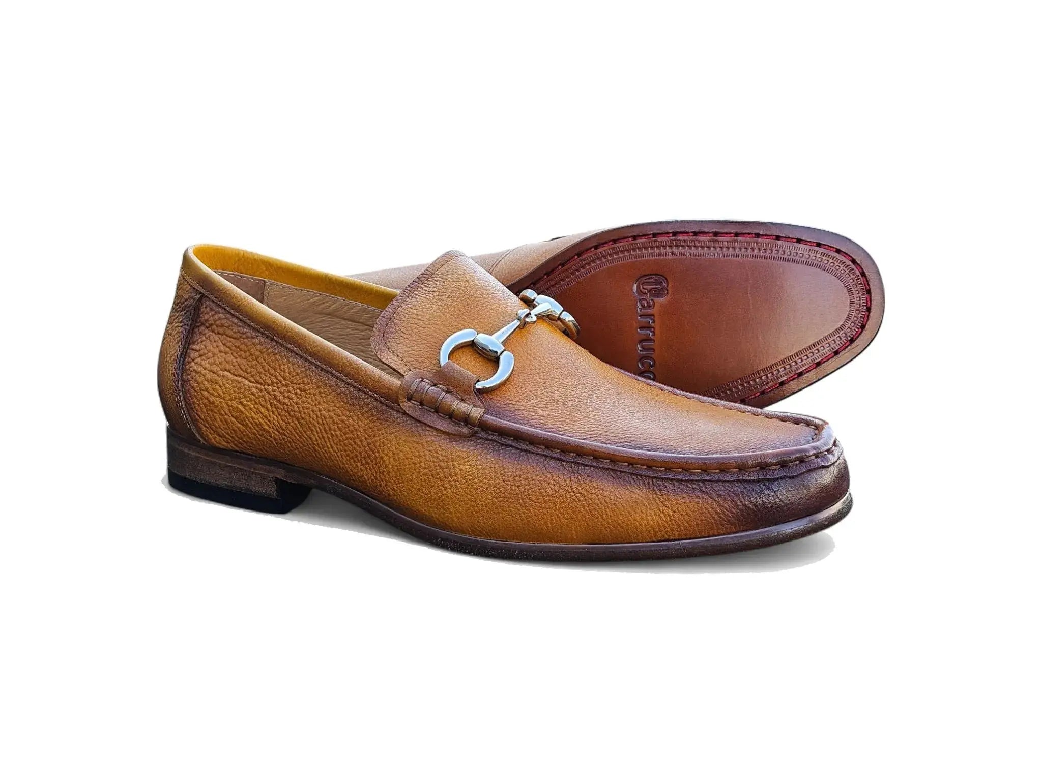 Carrucci Shoes Victor Horsebit Loafer Pebble Grain Leather KL201 01 side view