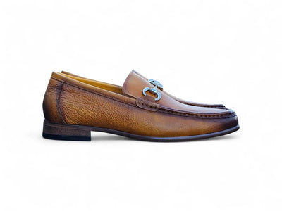 Carrucci Shoes Victor Horsebit Loafer Pebble Grain Leather KL201 01 back view