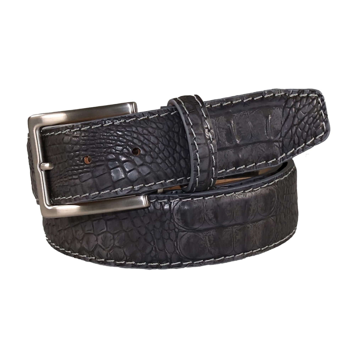 Vintage Gray Mock Croc Leather Belt