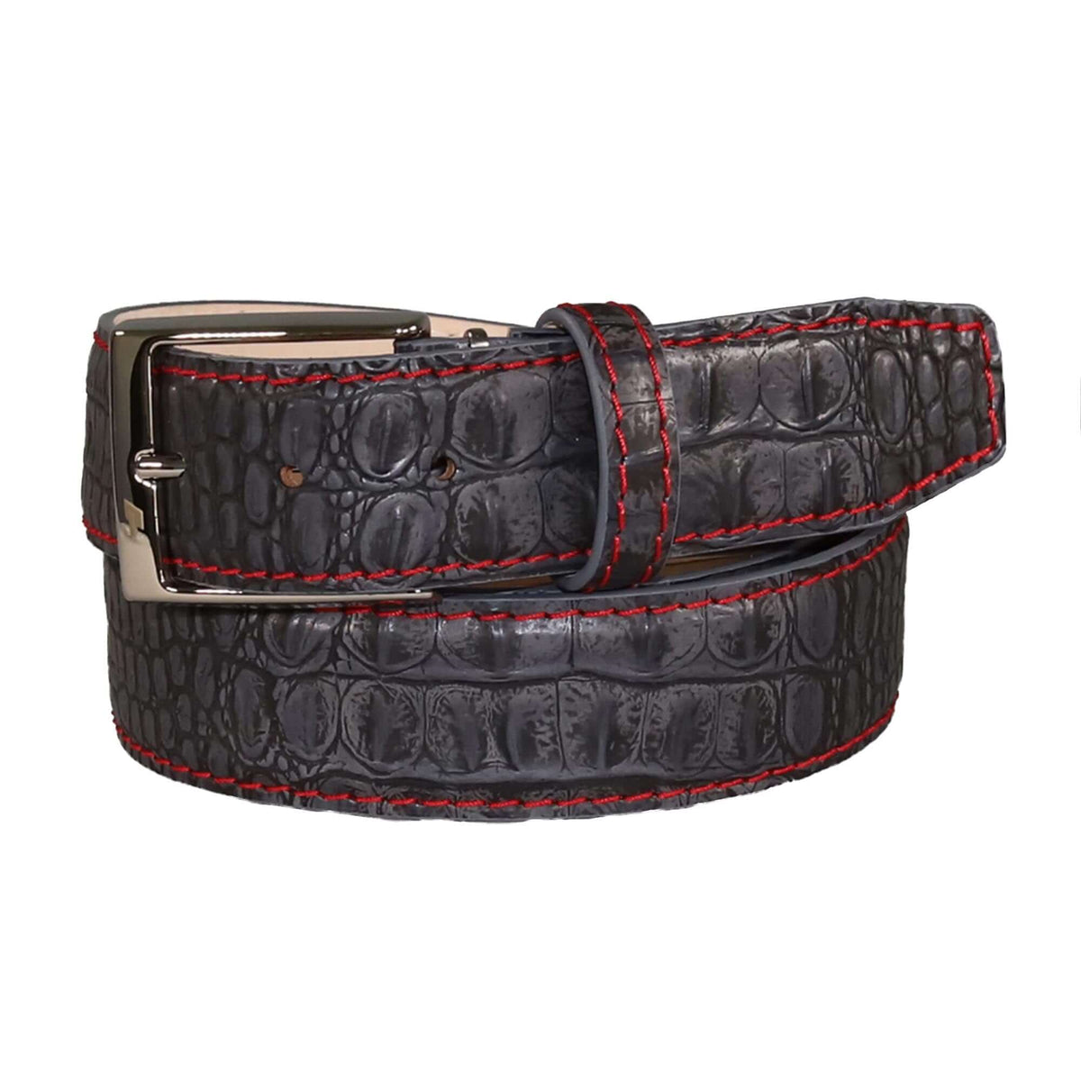 Vintage Gray Mock Croc Leather Belt