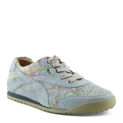 L'Artiste L'ARTISTE WAVEHELLO SNEAKER shoe in light blue with handcrafted leather design