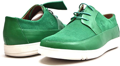 British Walkers Westminster Men's Green Leather and Suede Lace Up Shoes with White Sole view 2