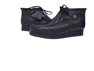 British Walkers New Castle Dual Exotic Men's Limited Edition Ostrich and Crocodile Print Leather Chukka Boot