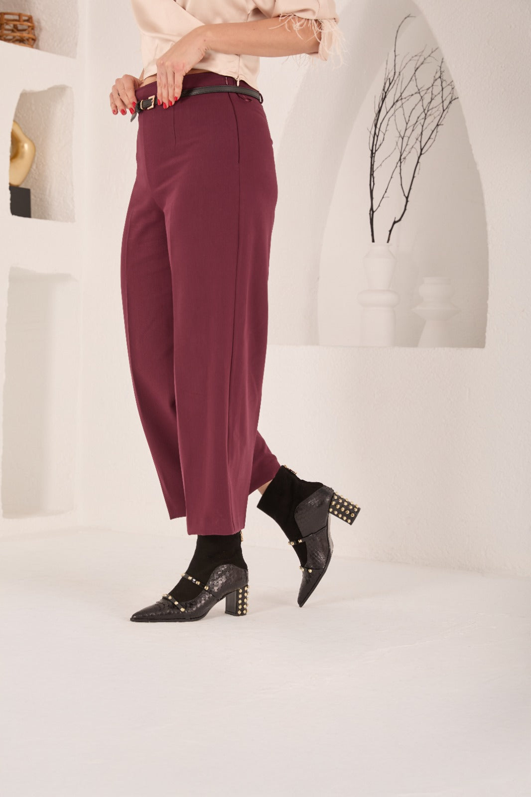 The  Valentina Black Leather Block Heel Women Boot