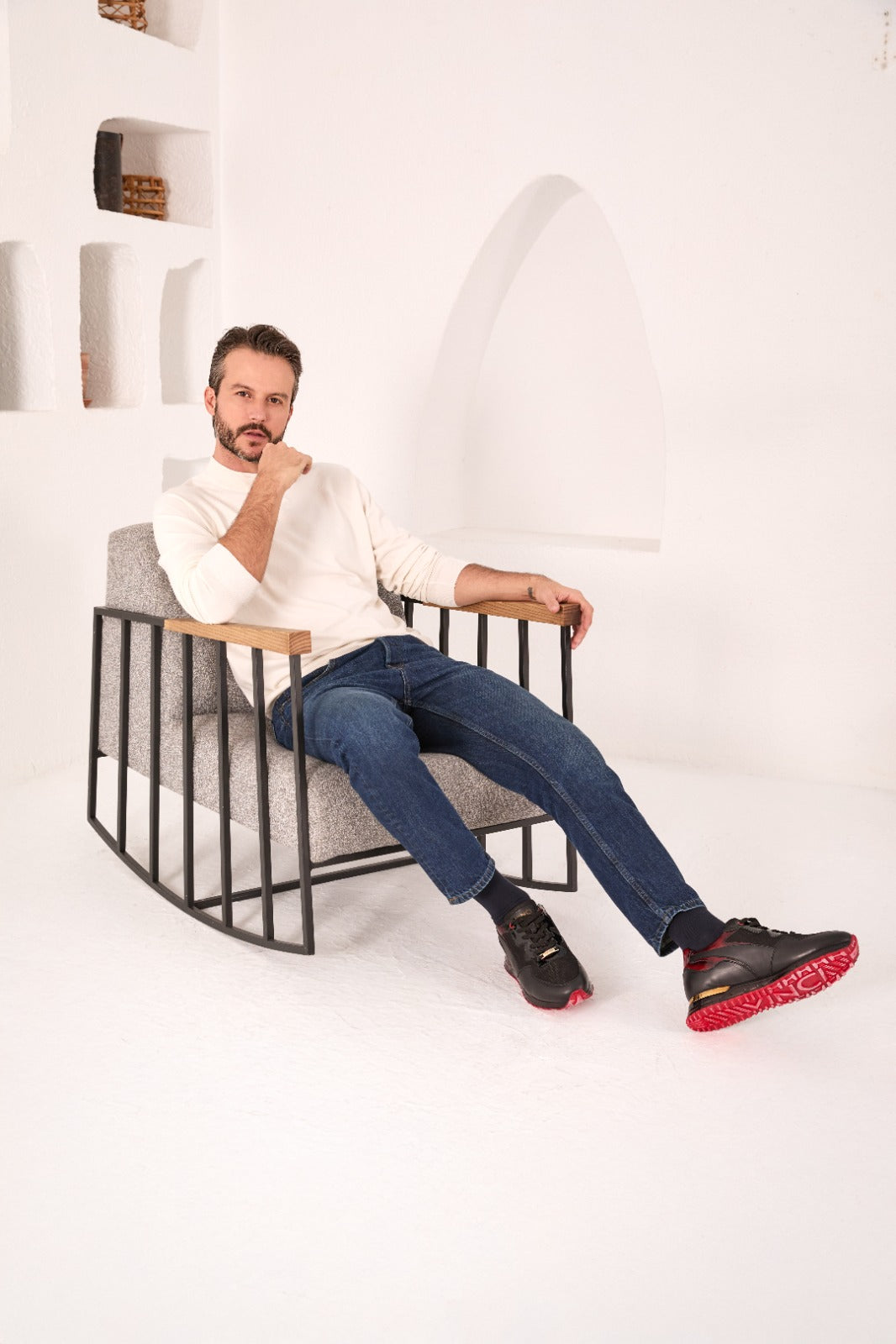Vinci Leather The Rialto Black & Red Patent Leather Men Sneaker – product view 13