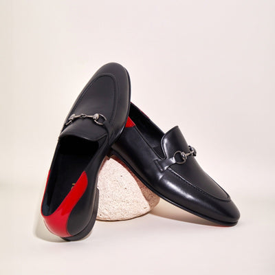 The Maratea Black Leather shoe Bit Loafer Men  Shoe