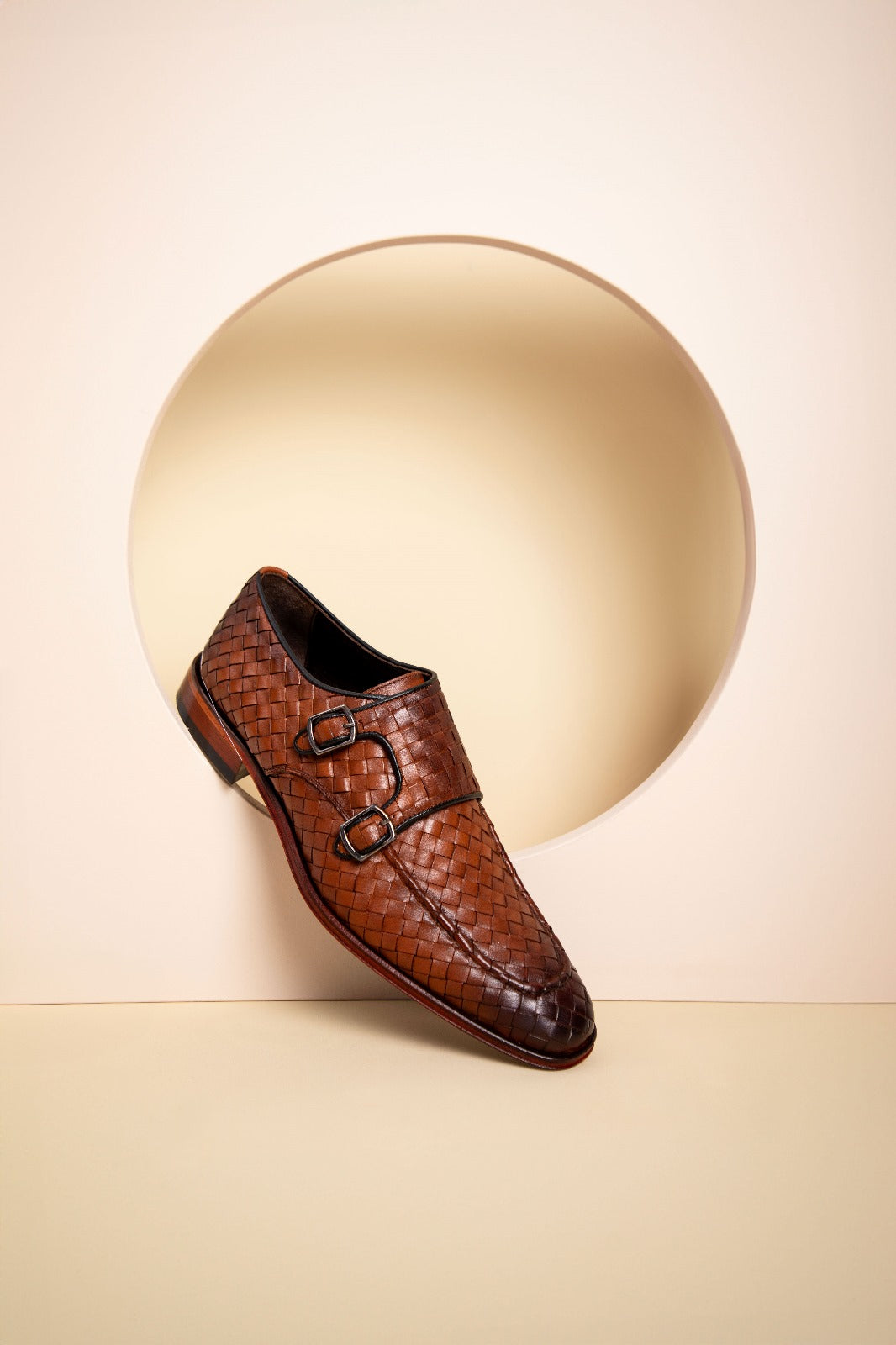 Vinci Leather The Turan Brown Woven Double Monk Strap Dress Men Shoe – product view 12