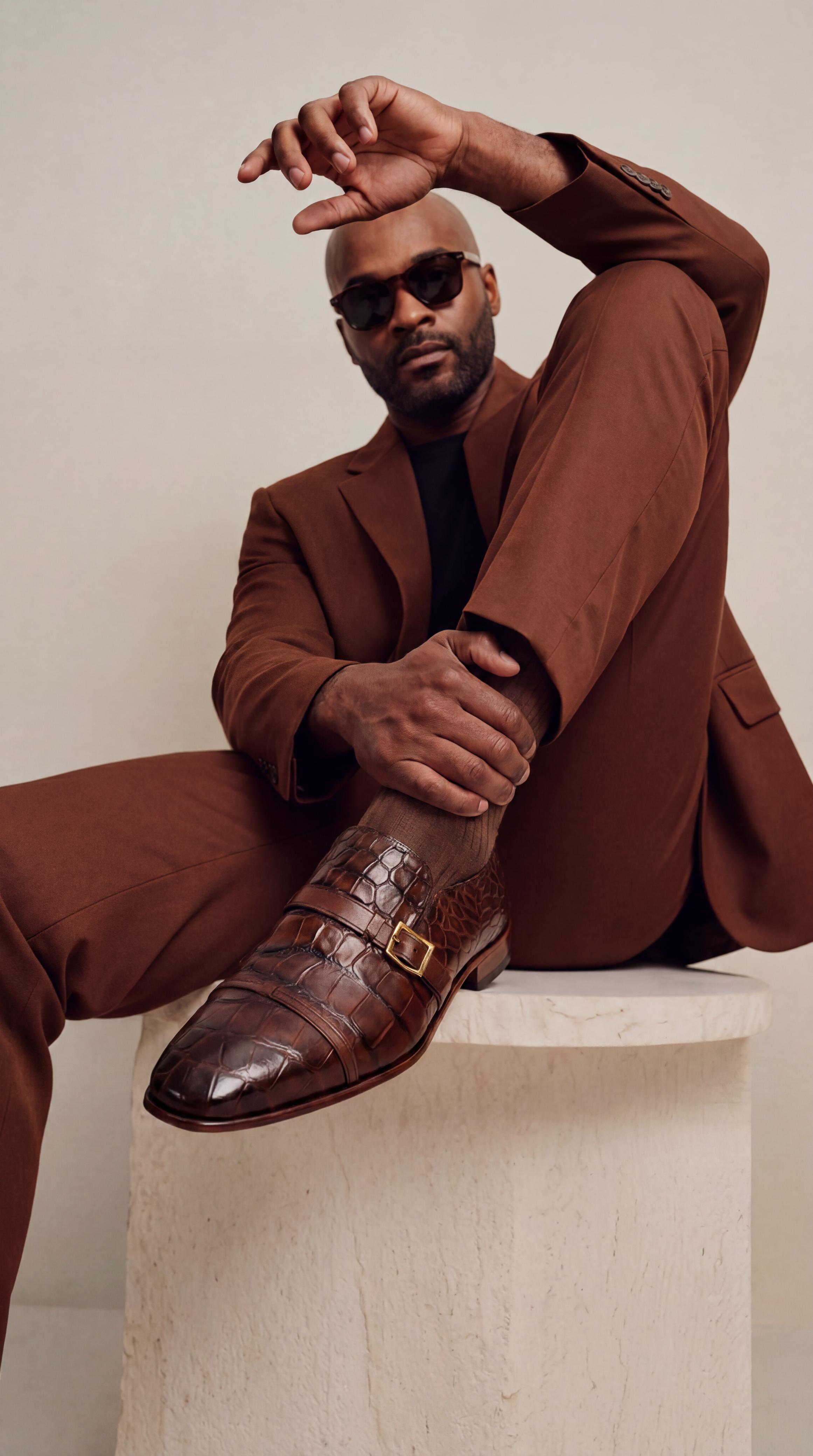 The Strat Single Monk Strap Cap Toe Brown Leather Handmade Men Shoe